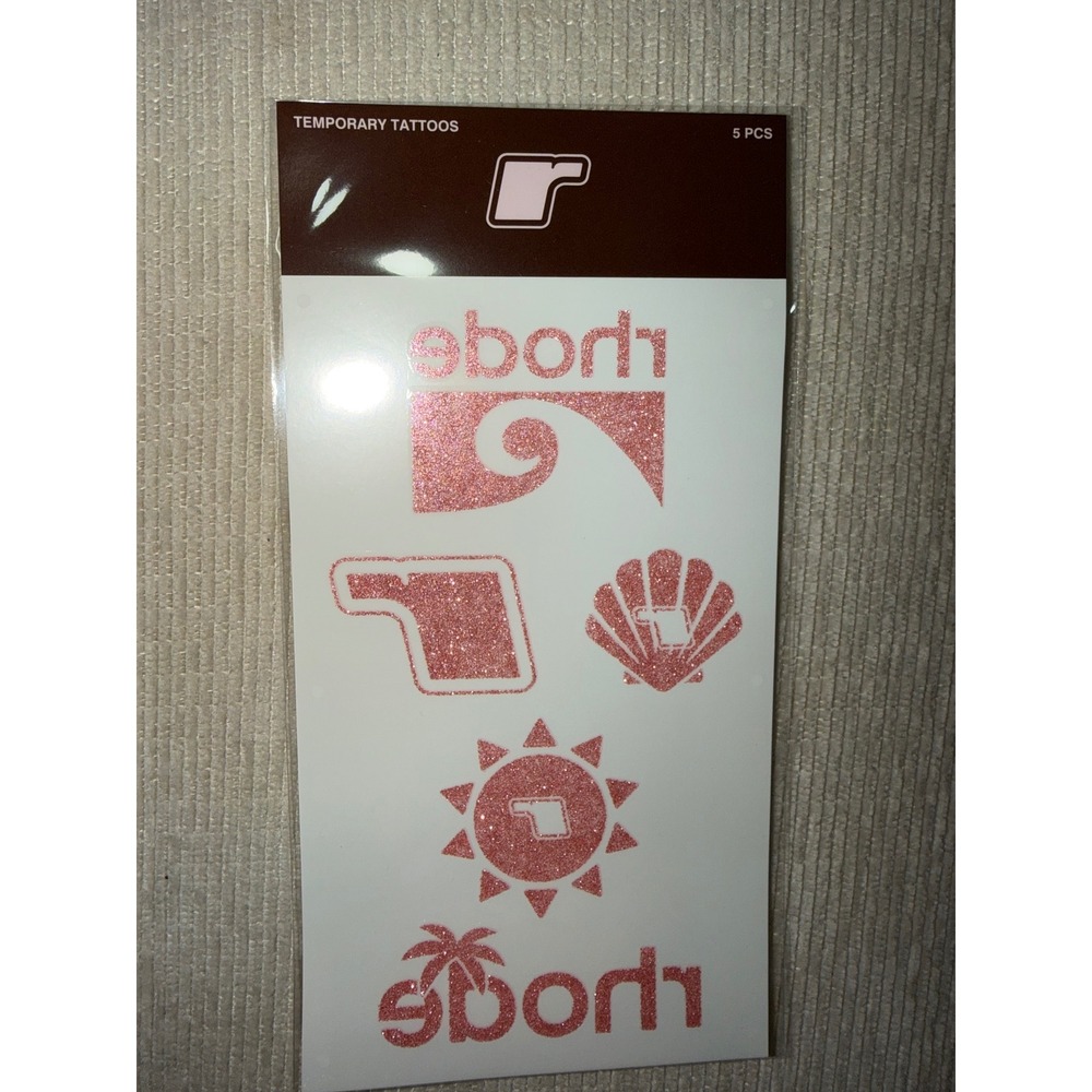 Rhode Skin Pink Glitter Temporary Tattoo Limited Edition Logo